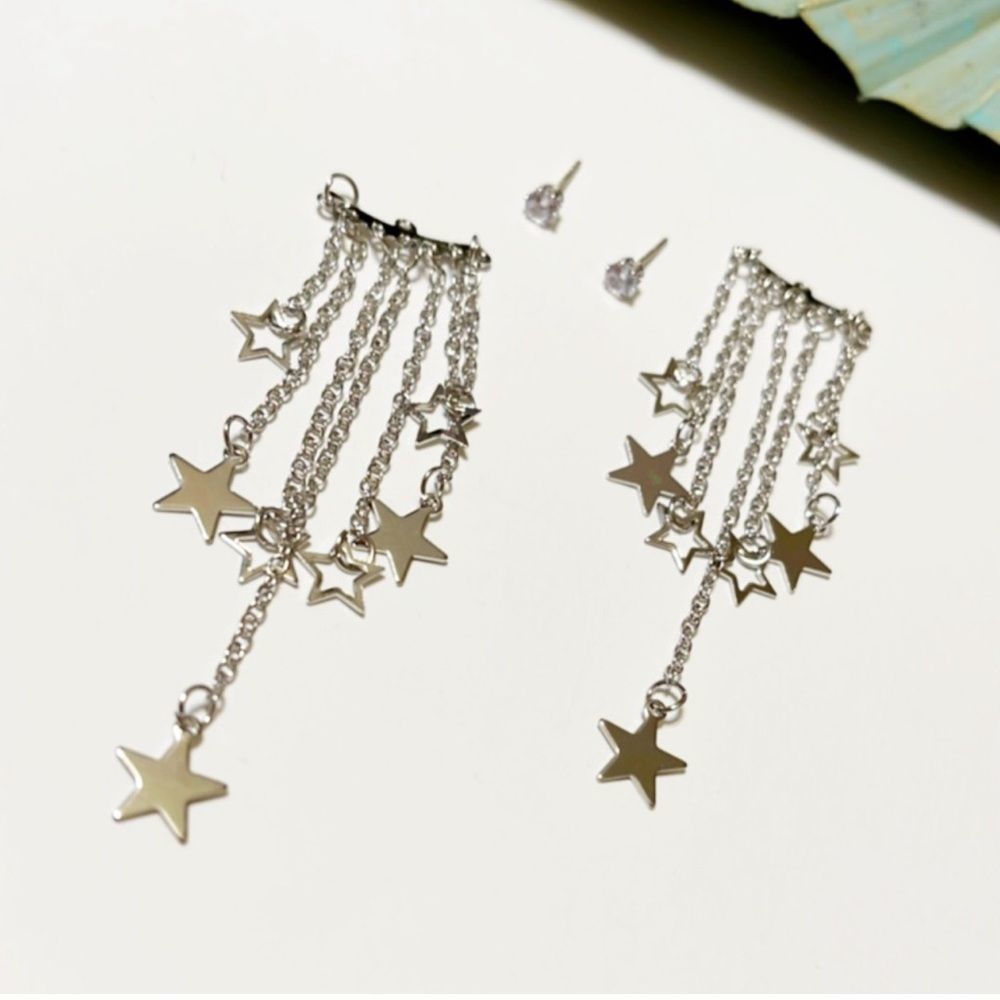 Multi star dangle drop earrings #175 - Picture 3 of 7